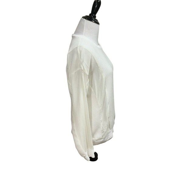Rebecca Taylor Women's Size 2 Blouse Top Long Sleeve Semi Sheer Textured White - Picture 4 of 6